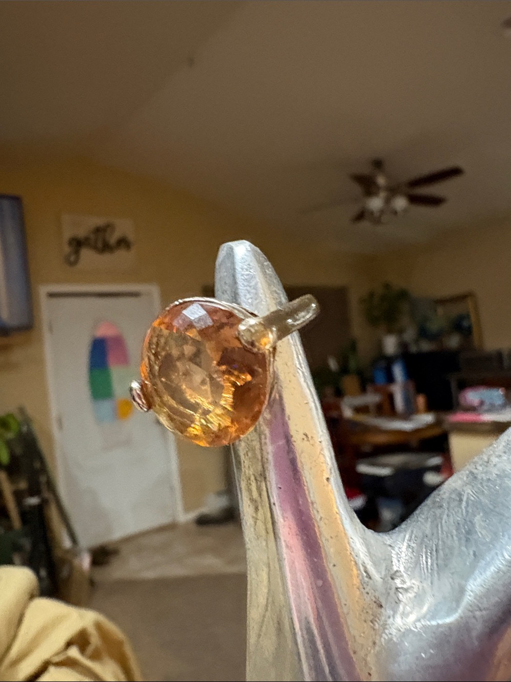 Faceted Orange Gemstone Sterling Ring - Elegant Sparkle